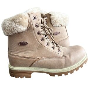 Lugz Boots Women's‎ 9 Empyre Hi Fur Faux Lace Up Parker Workwear Winter Beige